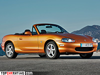 1998 Mazda MX-5 (NB1) = 201 kph, 128 bhp, 7.7 sec.