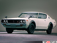 1973 Nissan Skyline 2000 GT-R (KPGC110) = 191 kph, 160 bhp, 8.8 sec.