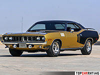 1971 Plymouth Cuda 440 = 208 kph, 385 bhp, 6.6 sec.