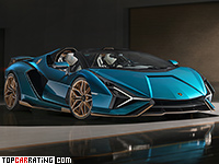 2020 Lamborghini Sian Roadster = 350 kph, 819 bhp, 2.8 sec.