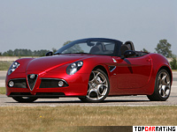 2008 Alfa Romeo 8C Spider = 290 kph, 450 bhp, 4.3 sec.