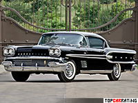 1958 Pontiac Bonneville Custom Sport Coupe = 210 kph, 300 bhp, 11.8 sec.