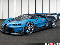 2016 Bugatti Vision Gran Turismo Concept = 400 kph, 1672 bhp, 2.1 sec.