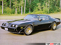 1980 Pontiac Firebird Trans Am Turbo = 224 kph, 213 bhp, 8.2 sec.