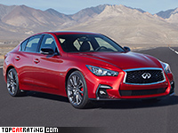 2018 Infiniti Q50S Red Sport 400 = 250 kph, 405 bhp, 5 sec.