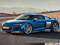 2019 Audi R8 V10 performance = 331 kph, 620 bhp, 3.1 sec.