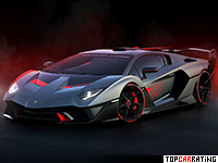 2019 Lamborghini SC18 Alston = 350 kph, 770 bhp, 2.8 sec.