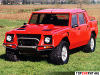 1986 Lamborghini LM002 = 201 kph, 426 bhp, 8.4 sec.