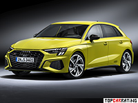 2021 Audi S3 Sportback = 250 kph, 310 bhp, 4.8 sec.