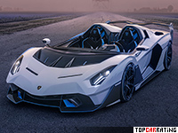 2020 Lamborghini SC20 = 351 kph, 770 bhp, 2.8 sec.