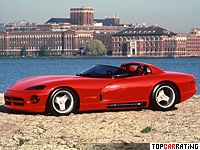 1989 Dodge Viper Concept VM-02 = 256 kph, 300 bhp, 4.6 sec.