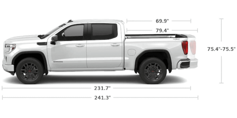 gmc sierra bed size chart