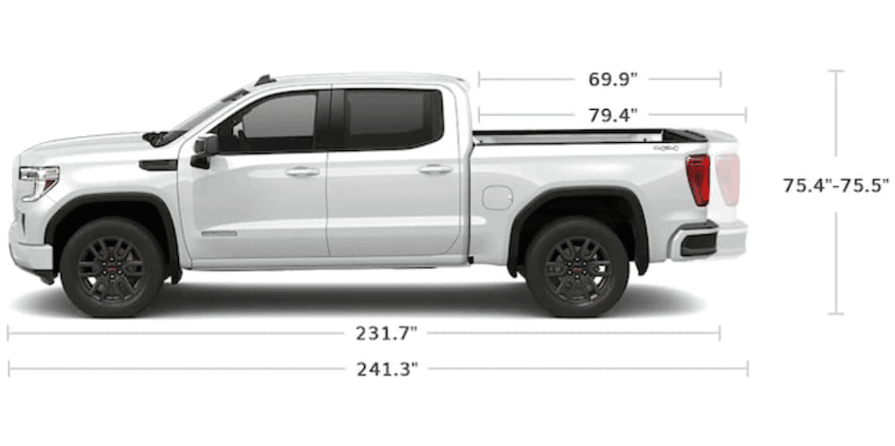 gmc sierra bed size chart