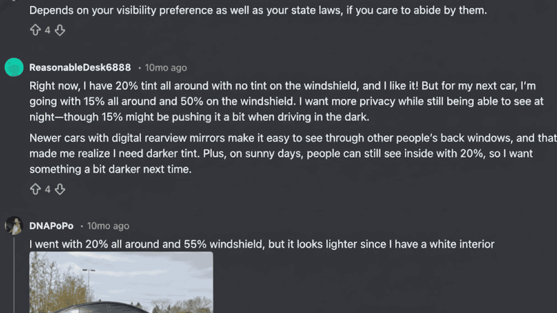 window tint percentages reddit review